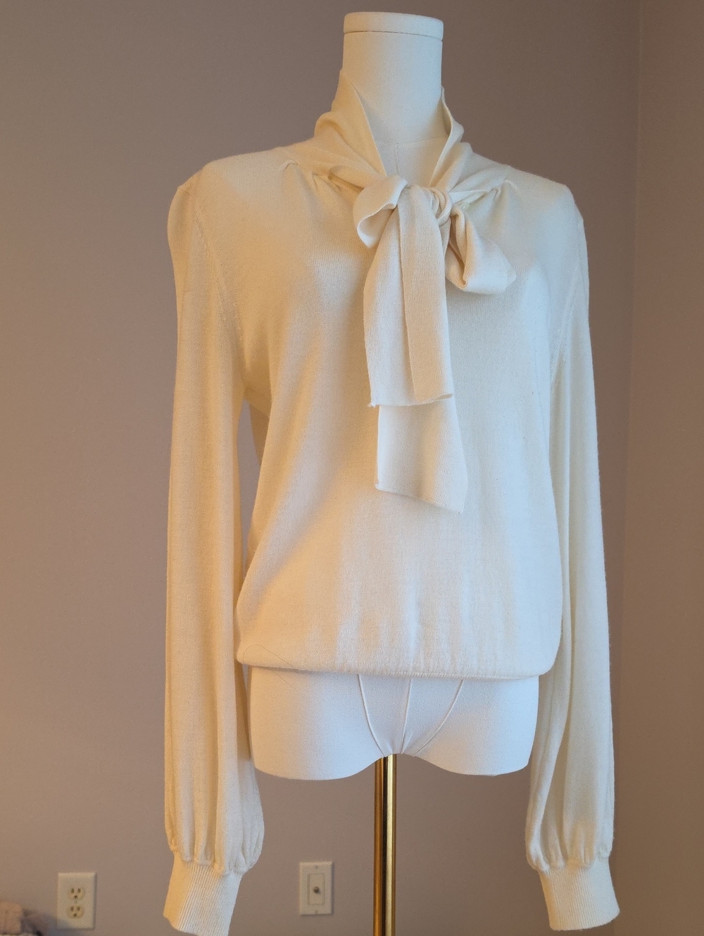 Anthropologie Moulinette Soeurs Cream Tie-Neck Sweater